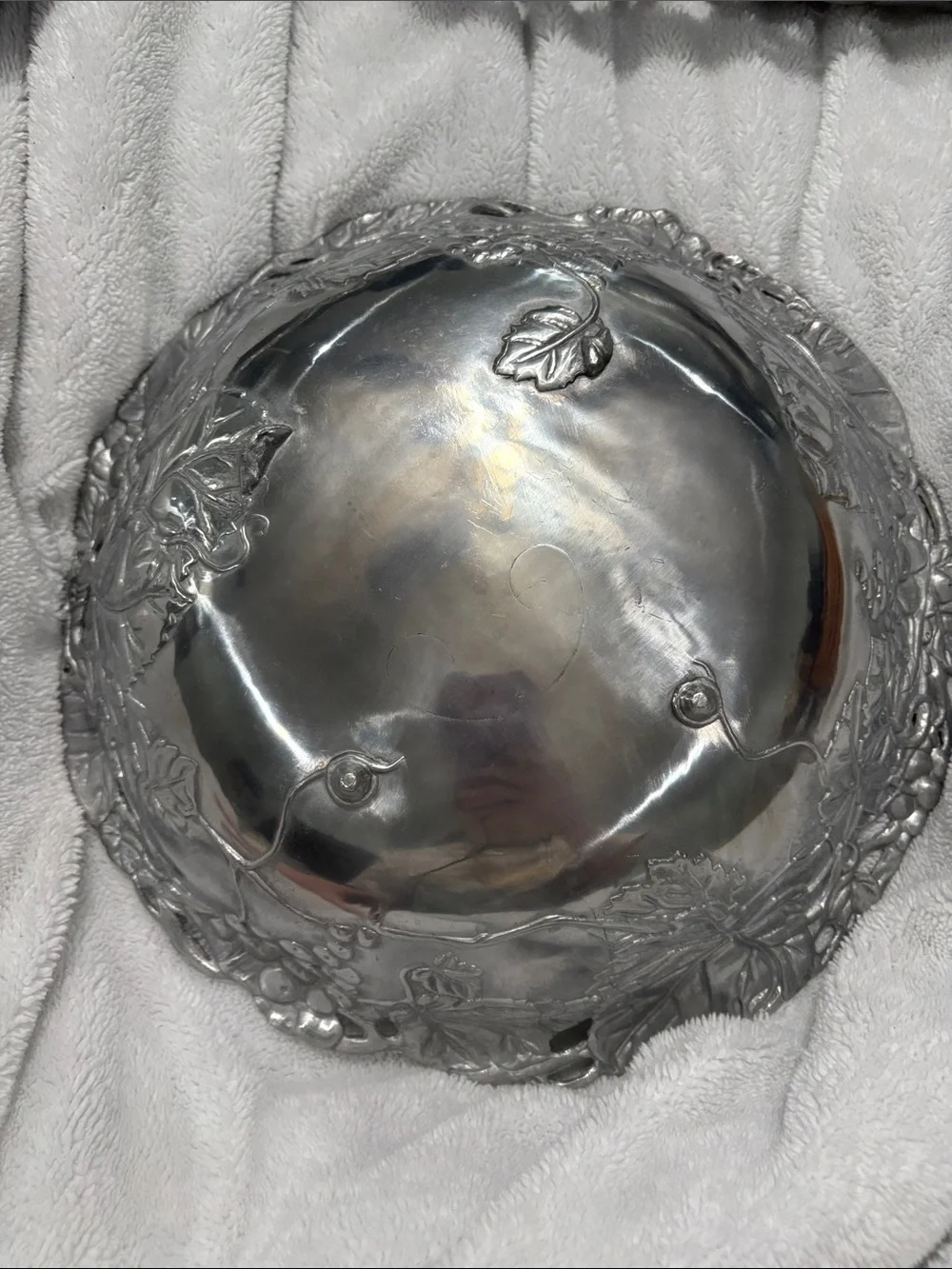 Vintage Cast Aluminum Grape & Vine Pedestal Serving Bowl - Arthur Court Style